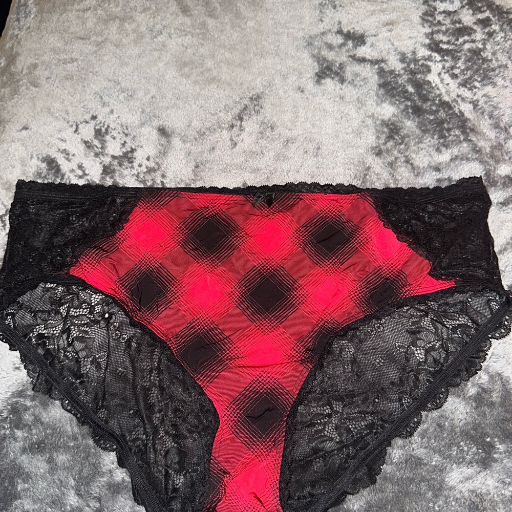 Torrid Red and Black Plaid Lace Panties